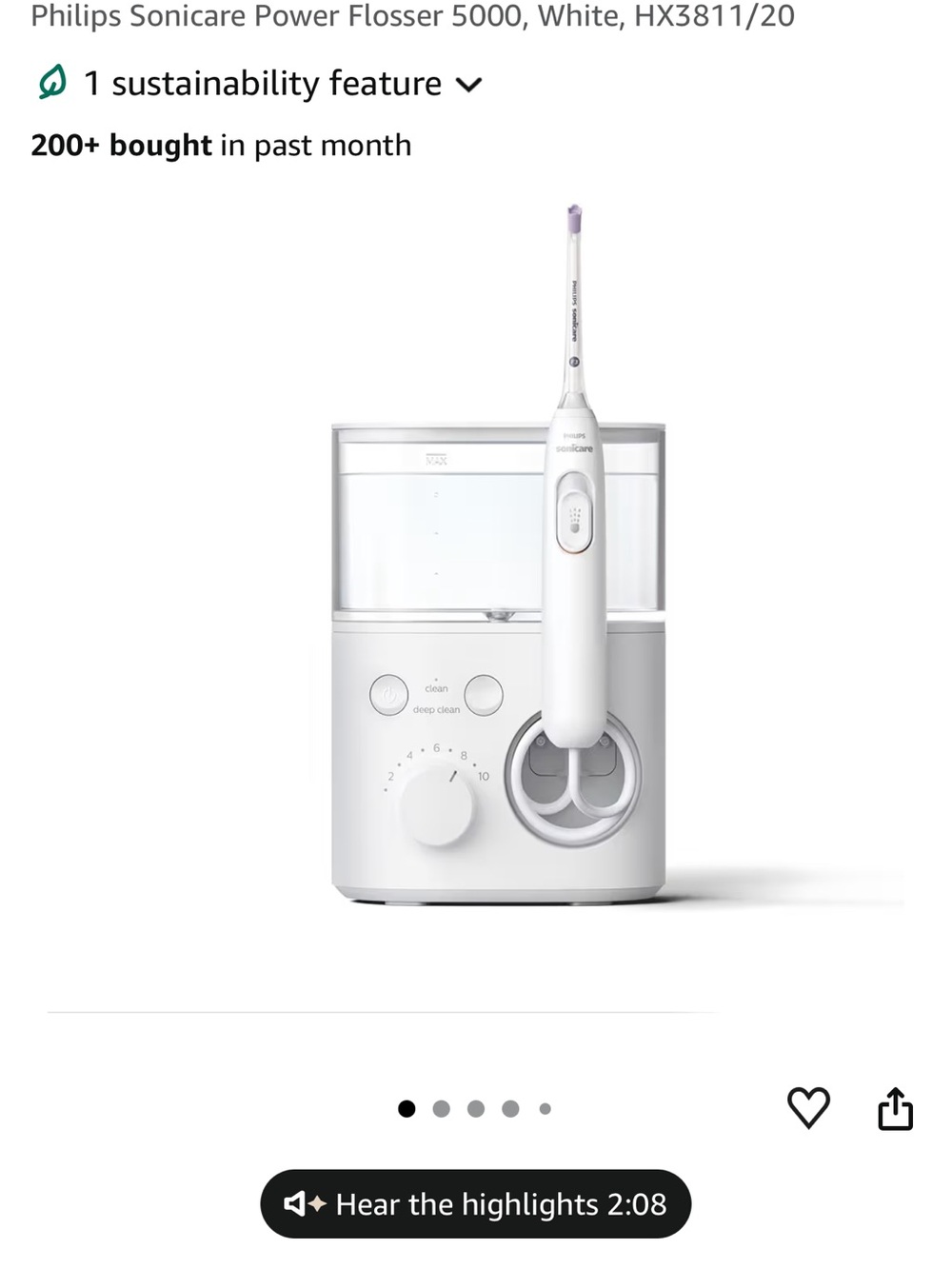 Philips Sonicare Power Flosser 5000 HX3811- White / New in Box